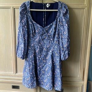 J.Crew Sz 8 Reimagined blue and white floral paisley dress